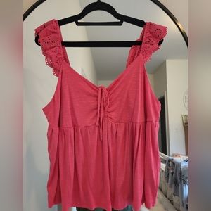 NWT Pink Torrid Sweetheart Ruffle Tie Tank Top